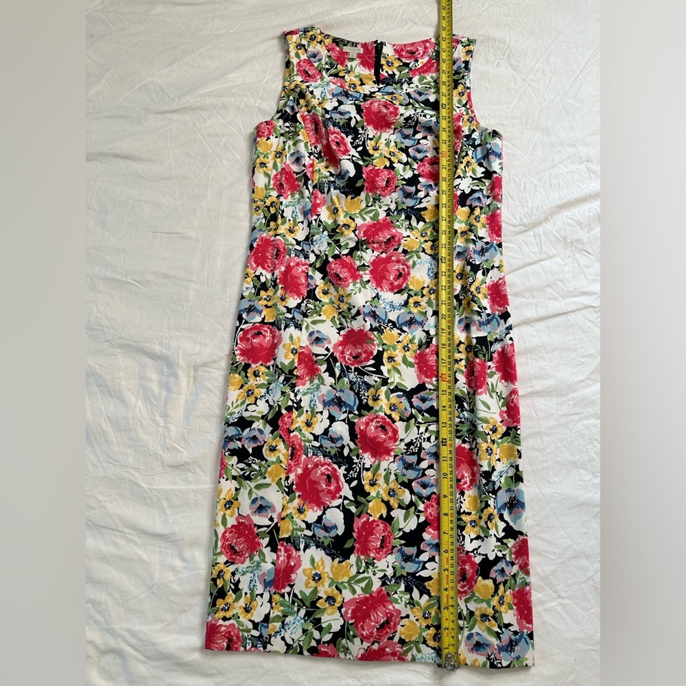 Talbots Sleeveless Sheath Midi Dress Floral Print Cotton Blend Kentucky Derby 12 - Picture 8 of 12